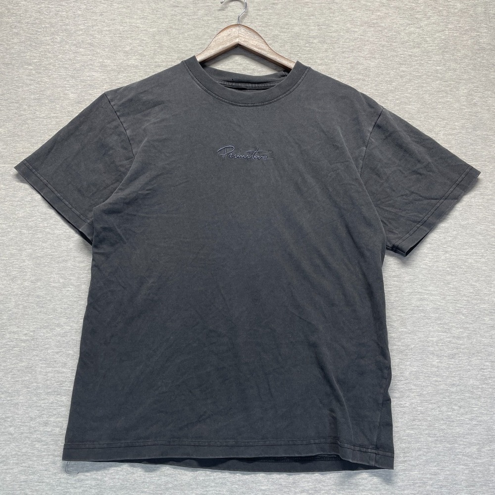 Primitive Skateboarding Shirt Mens S Gray Embroidered Logo Crew Neck Summer Tee